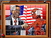Игра Сортируйте мои мозаики Obama и человек-паук